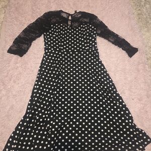 Chic Black and White Polka Dot Lace Dress